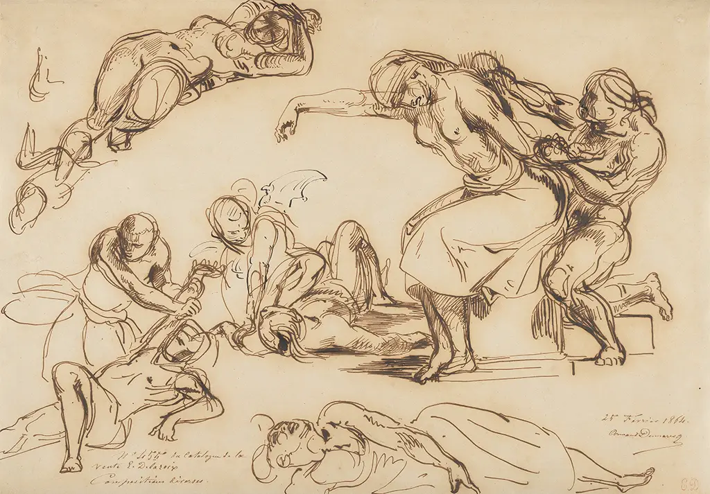 Figure Studies for the Salon du Roi, Palais Bourbon in Detail Eugene Delacroix